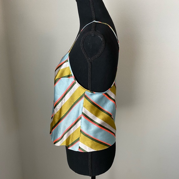 Victoria's Secret Size Small Silky Blouse Racerback Light Blue/Green/Coral - Picture 5 of 9